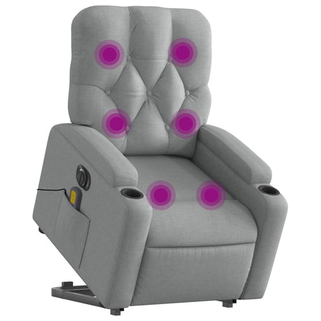 Vidaxl sta-op-massagestoel elektrisch verstelbaar stof lichtgrijs