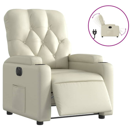 Vidaxl fauteuil elektrisch verstelbaar kunstleer crèmekleurig