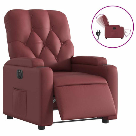 Vidaxl fauteuil verstelbaar elektrisch kunstleer wijnrood