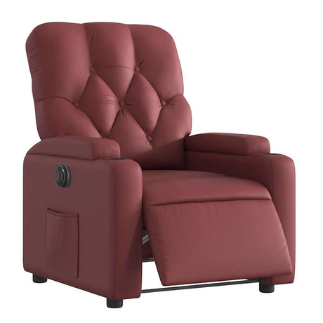 Vidaxl fauteuil verstelbaar elektrisch kunstleer wijnrood
