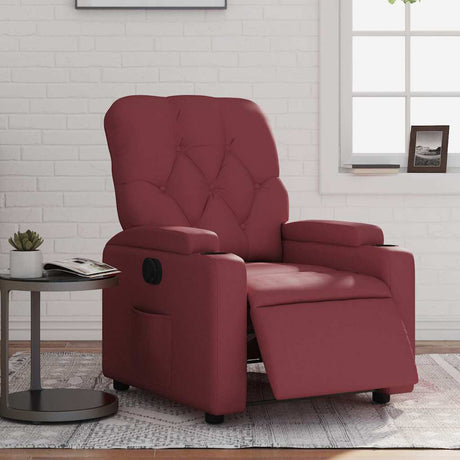 Vidaxl fauteuil verstelbaar elektrisch kunstleer wijnrood