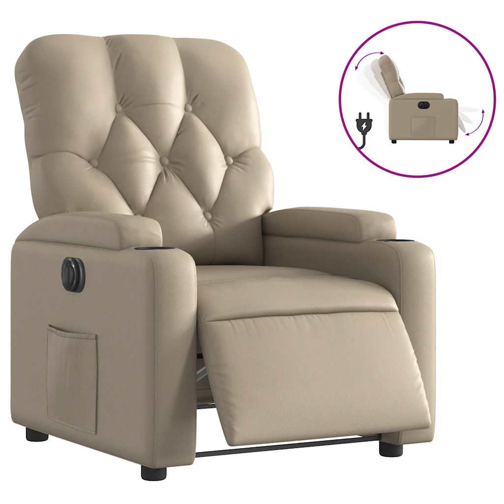 Vidaxl fauteuil verstelbaar elektrisch kunstleer cappuccinokleurig