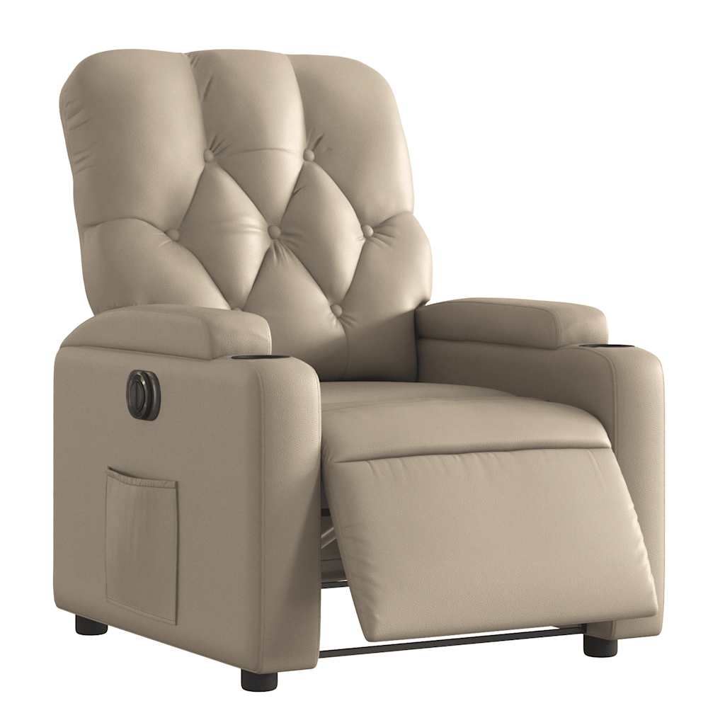 Vidaxl fauteuil verstelbaar elektrisch kunstleer cappuccinokleurig