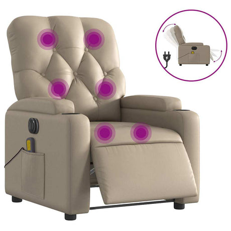 Vidaxl massagestoel verstelbaar elektrisch kunstleer cappuccinokleurig