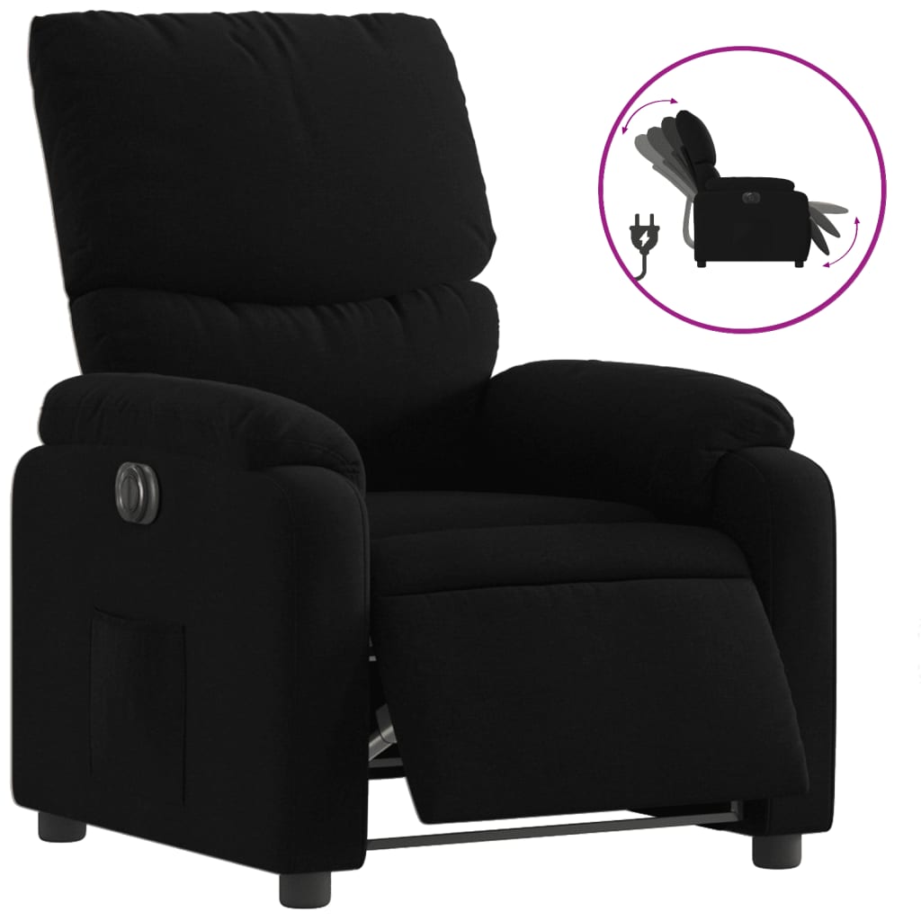 Vidaxl fauteuil verstelbaar elektrisch stof zwart