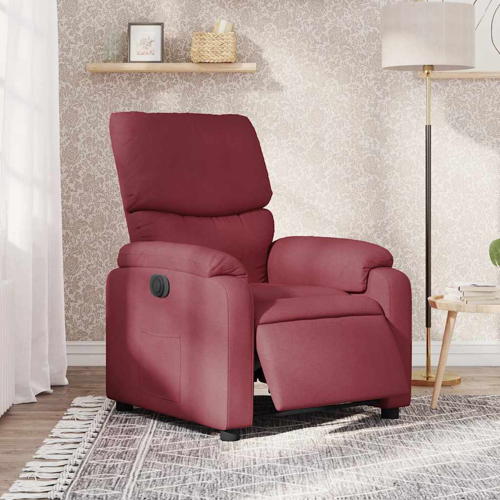 Vidaxl fauteuil verstelbaar elektrisch stof wijnrood