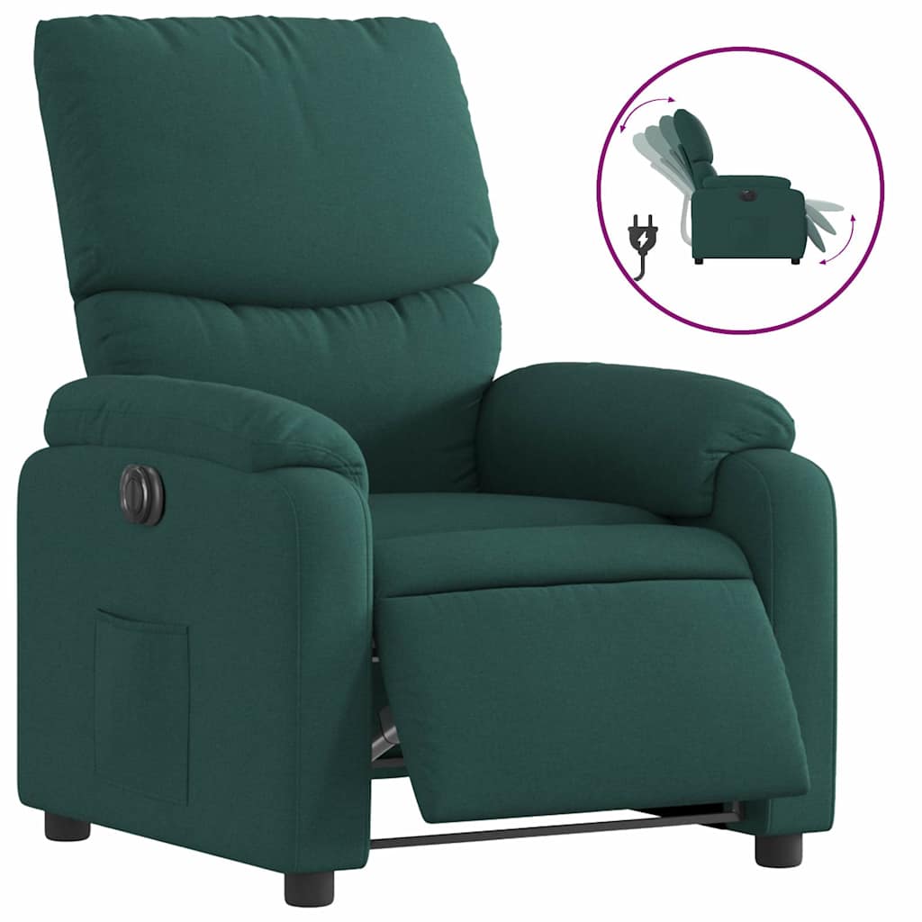 Vidaxl fauteuil verstelbaar elektrisch stof donkergroen