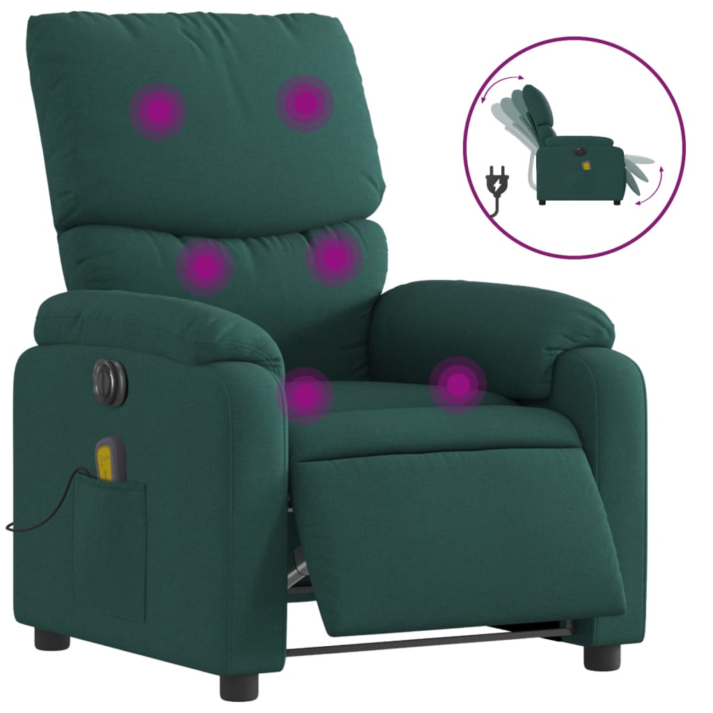Vidaxl massagestoel elektrisch verstelbaar stof donkergroen