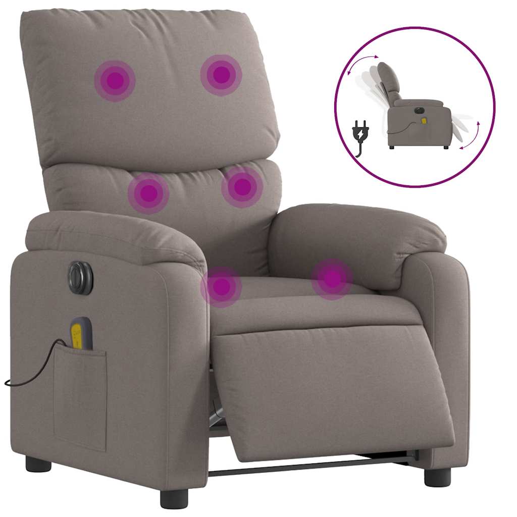 Vidaxl massagestoel elektrisch verstelbaar stof taupe