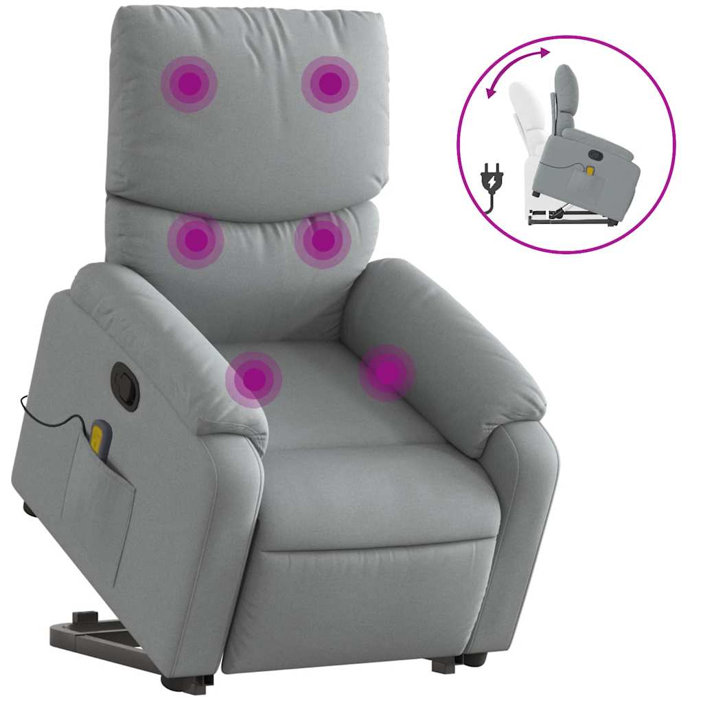 Vidaxl sta-op-massagestoel verstelbaar stof lichtgrijs