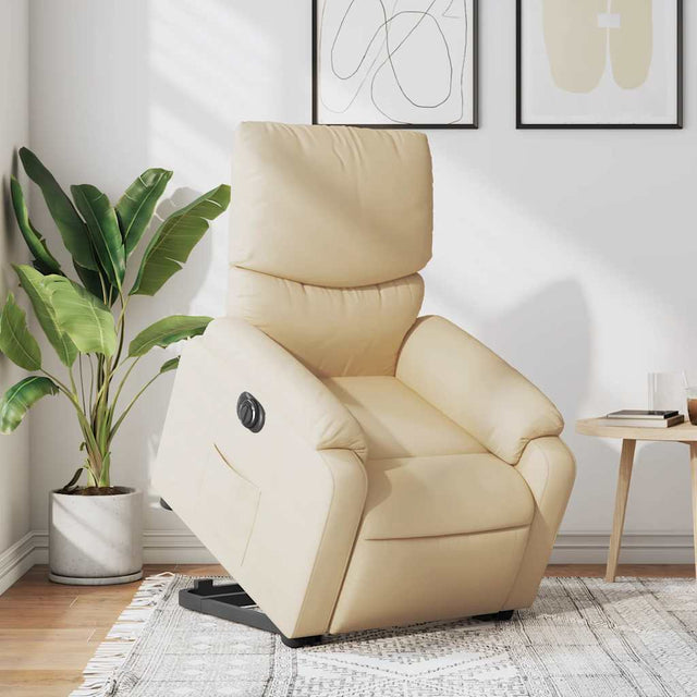 Vidaxl sta-op-stoel elektrisch verstelbaar stof crèmekleurig