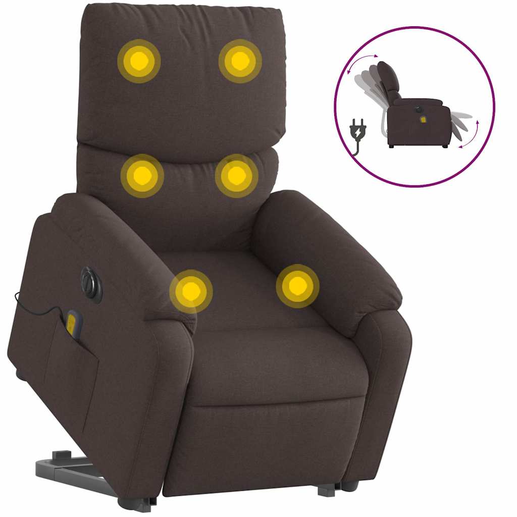 Vidaxl sta-op-massagestoel elektrisch verstelbaar stof donkerbruin