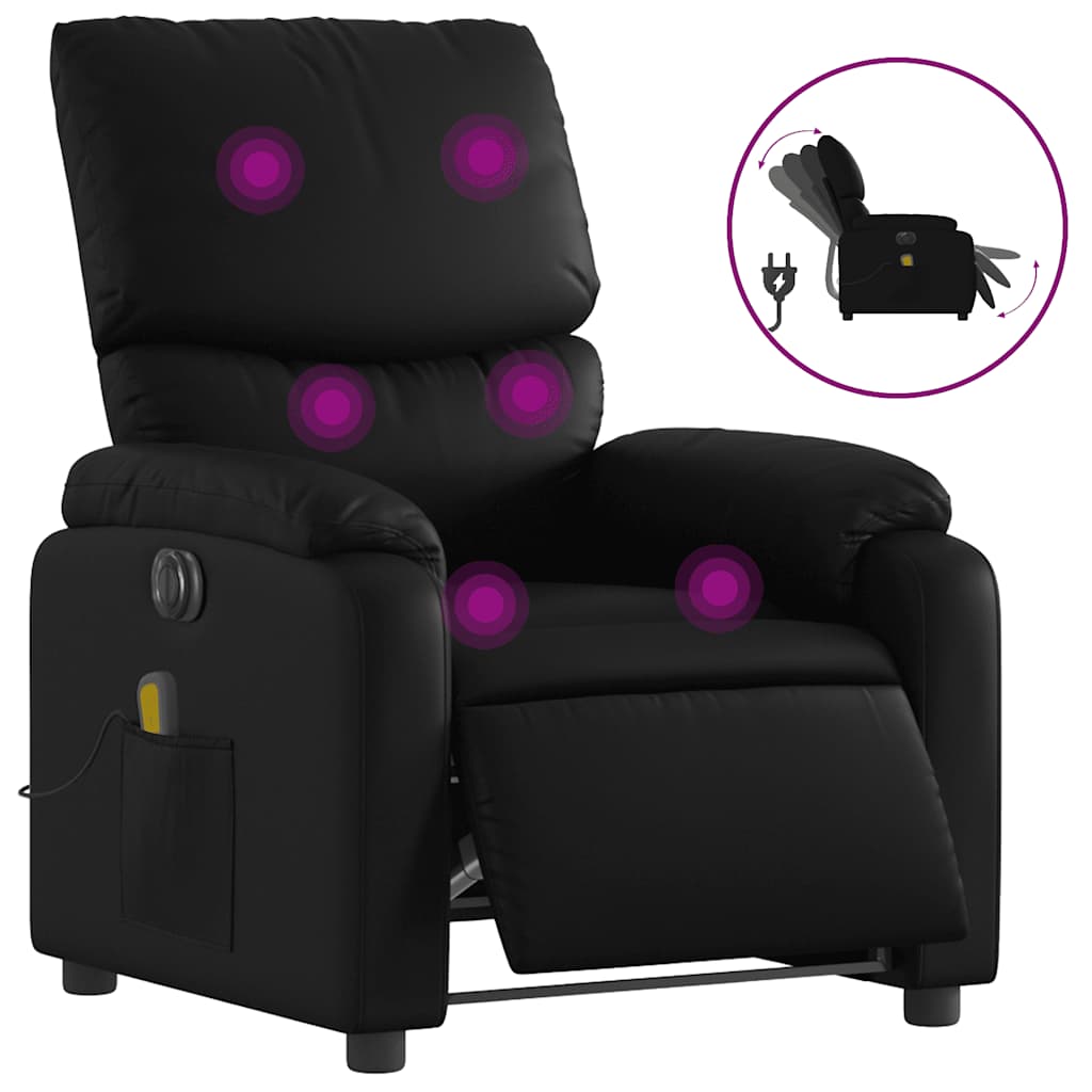 Vidaxl massagestoel verstelbaar elektrisch kunstleer zwart