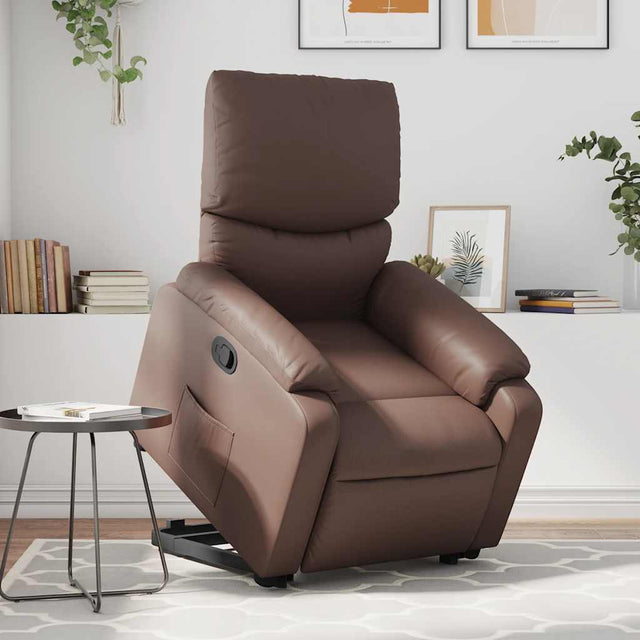 Vidaxl sta-op-fauteuil verstelbaar kunstleer bruin