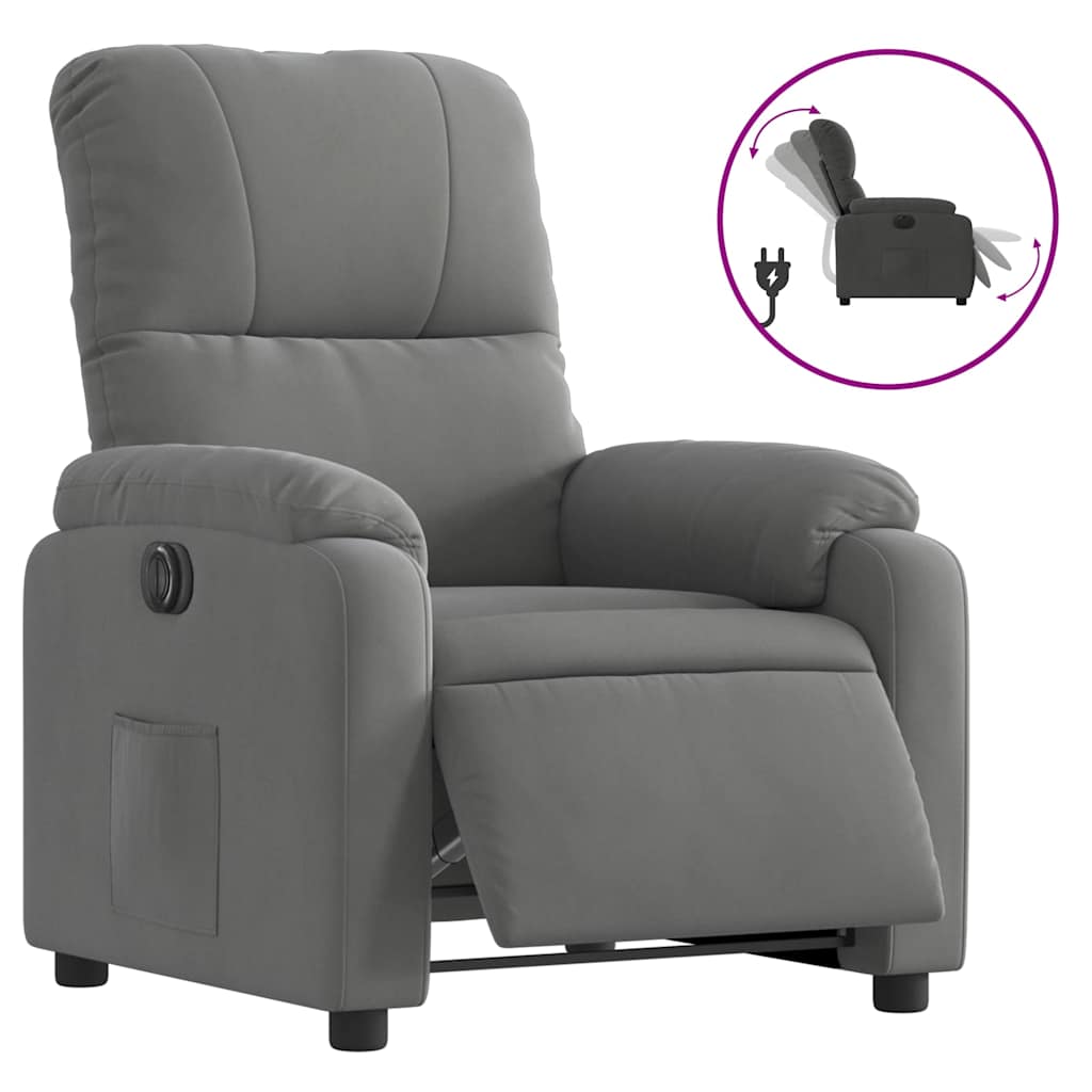 Vidaxl fauteuil verstelbaar elektrisch microvezelstof donkergrijs