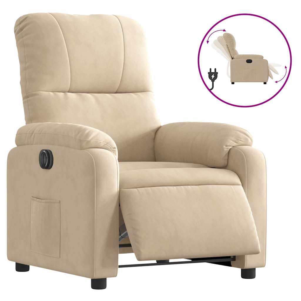 Vidaxl fauteuil verstelbaar elektrisch microvezelstof crèmekleurig