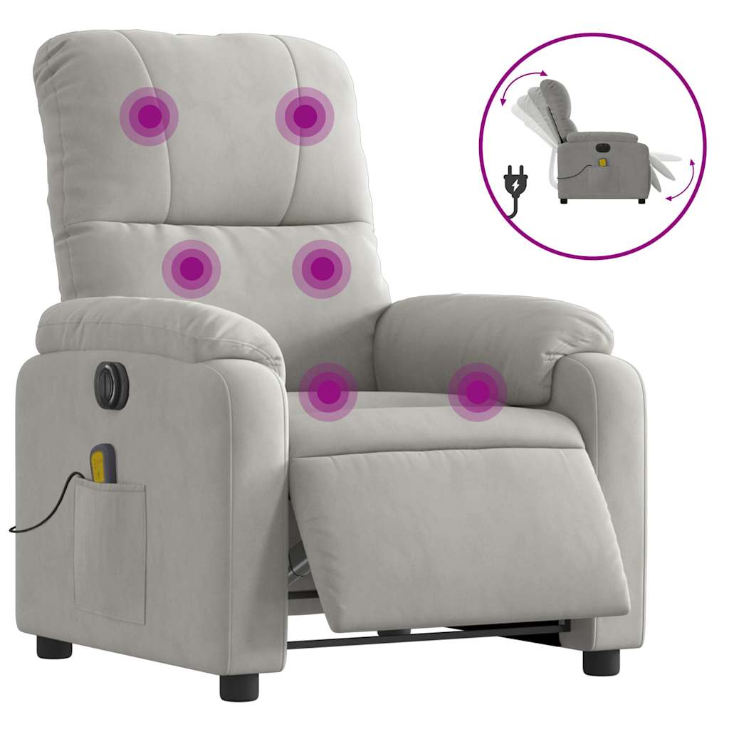 Vidaxl massagestoel elektrisch verstelbaar microvezelstof lichtgrijs