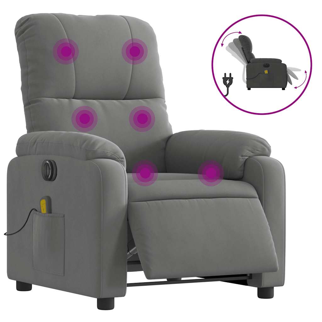 Vidaxl massagestoel elektrisch verstelbaar microvezelstof donkergrijs