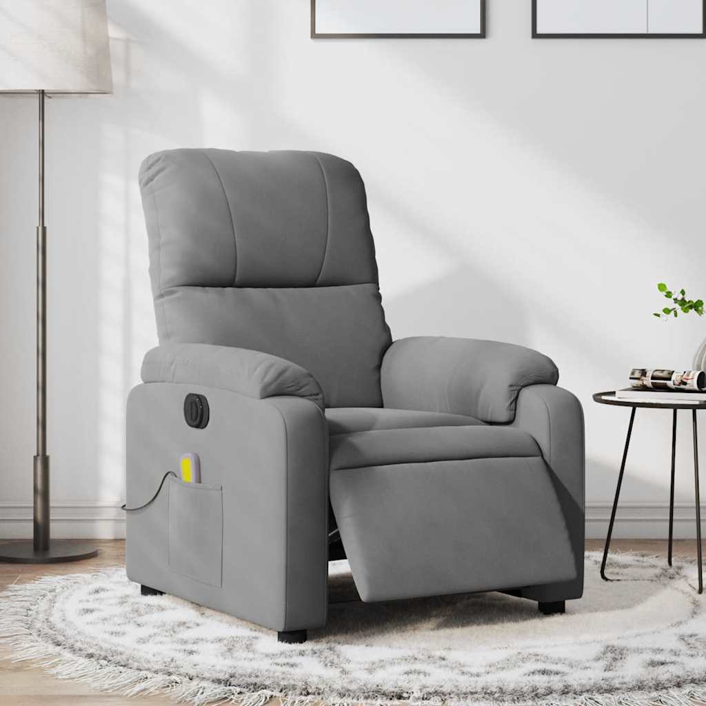 Vidaxl massagestoel elektrisch verstelbaar microvezelstof donkergrijs