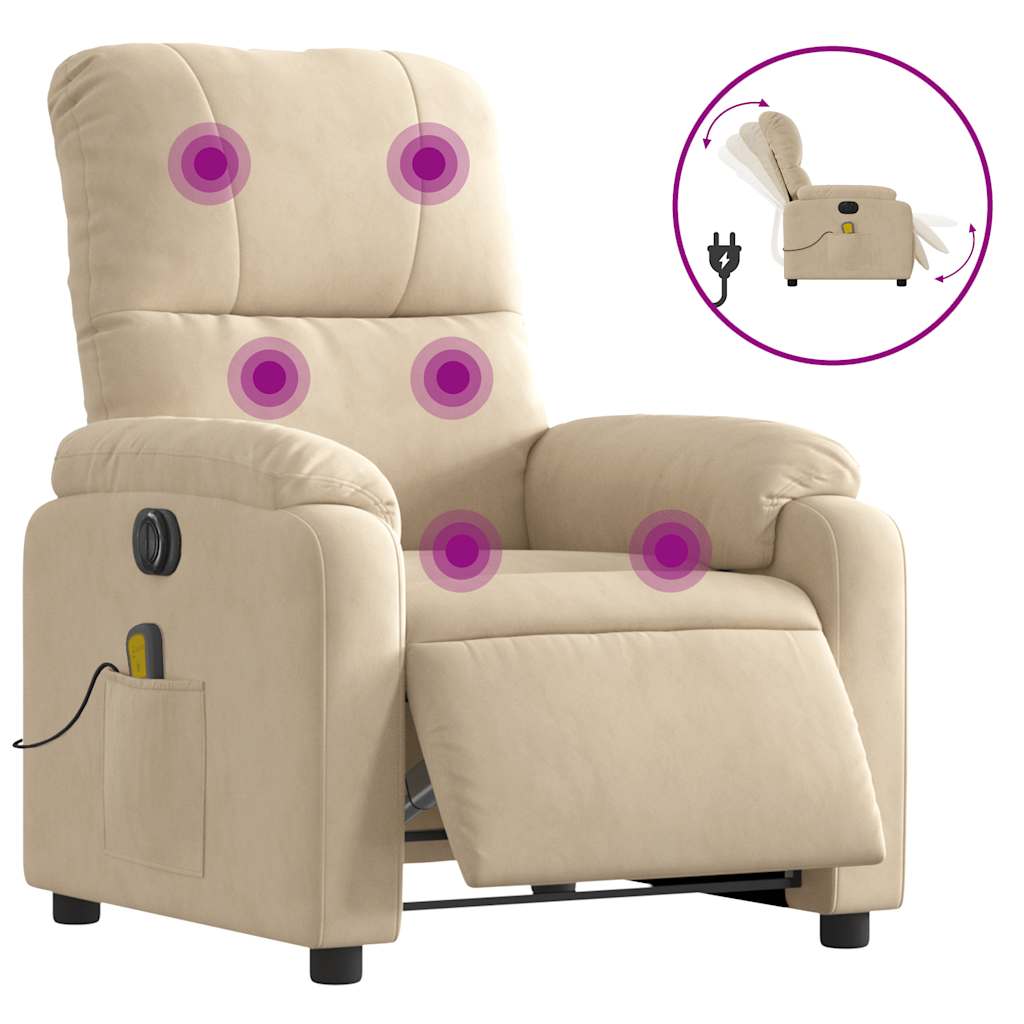 Vidaxl massagestoel elektrisch verstelbaar microvezelstof crèmekleurig