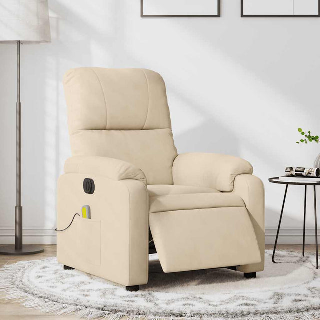 Vidaxl massagestoel elektrisch verstelbaar microvezelstof crèmekleurig