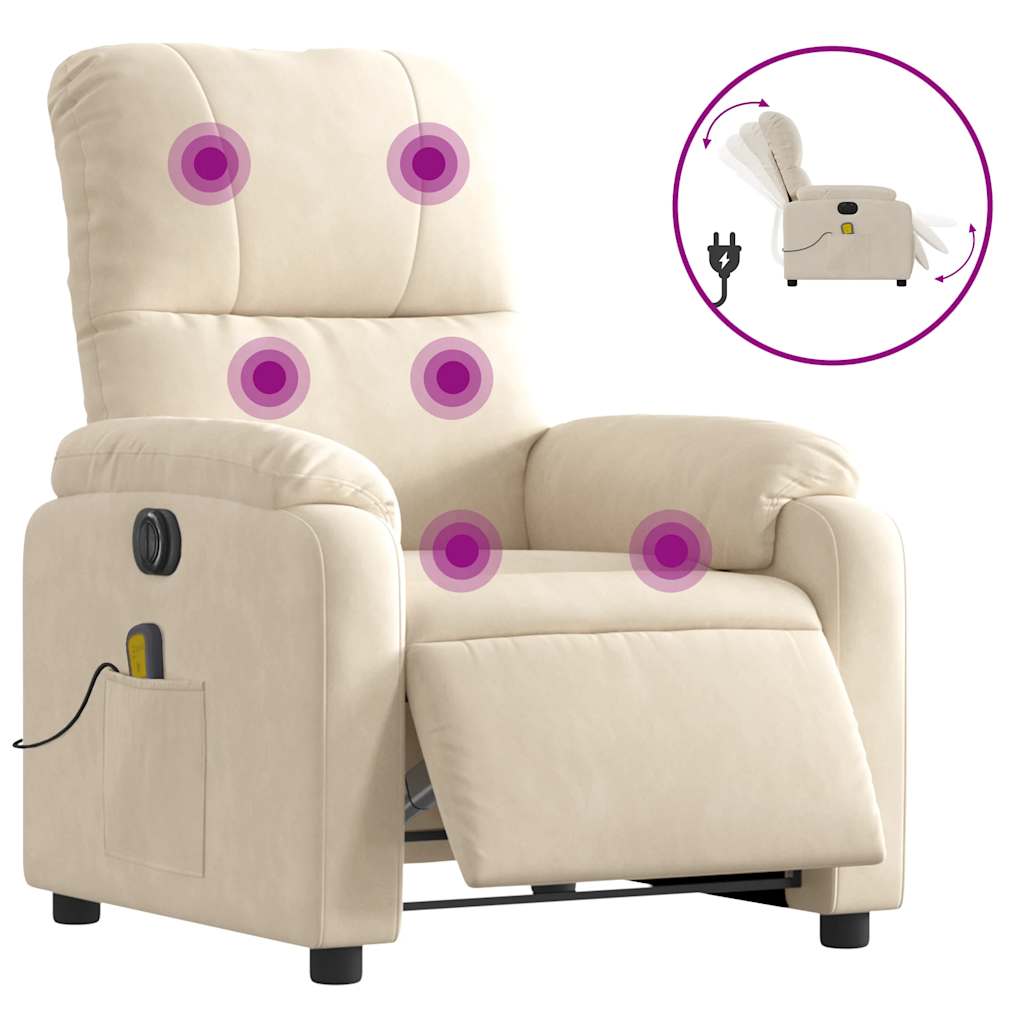 Vidaxl massagestoel elektrisch verstelbaar microvezelstof beige