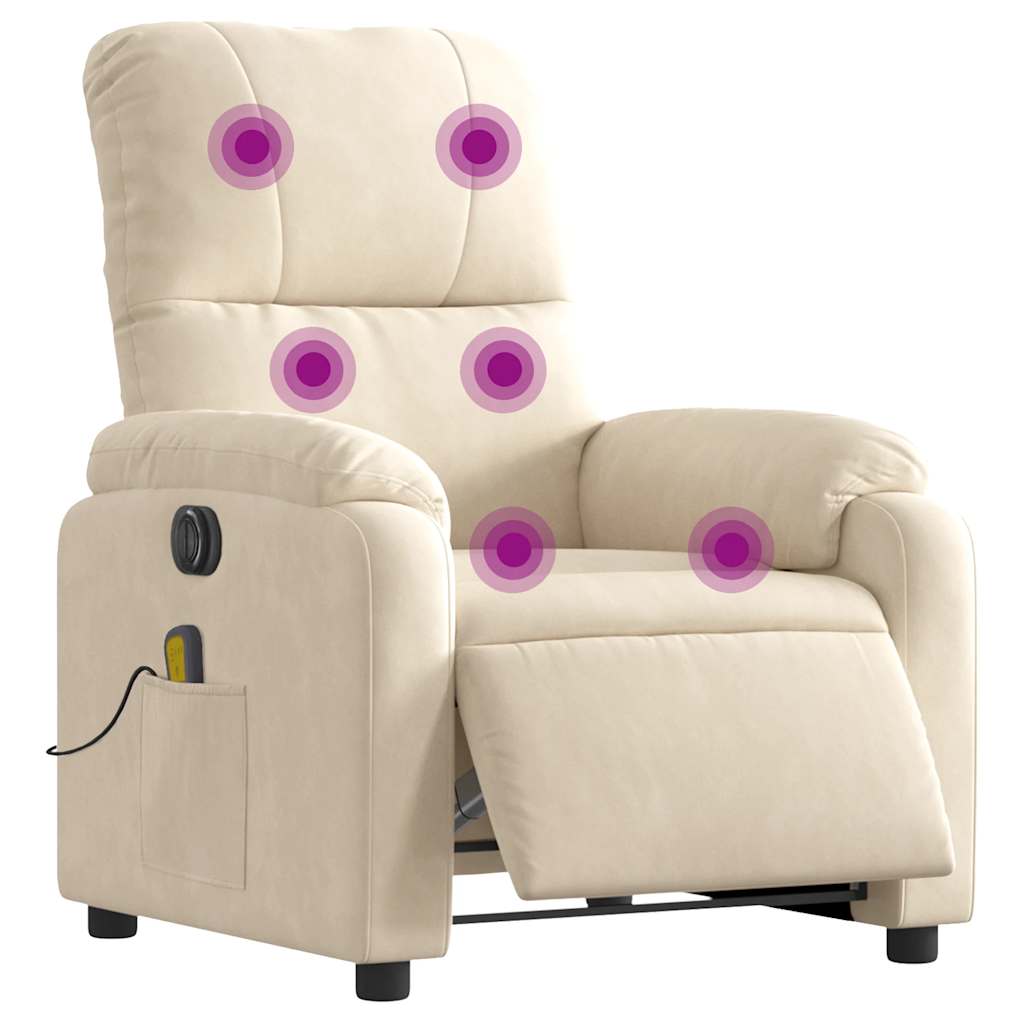 Vidaxl massagestoel elektrisch verstelbaar microvezelstof beige