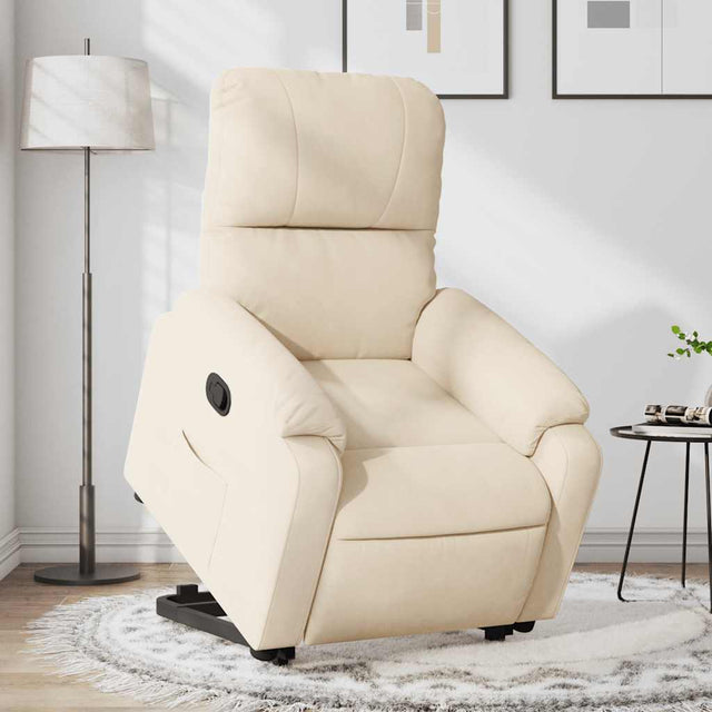 Vidaxl sta-op-stoel verstelbaar microvezelstof beige