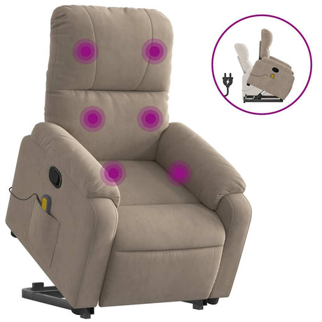 Vidaxl sta-op-massagestoel verstelbaar microvezelstof taupe