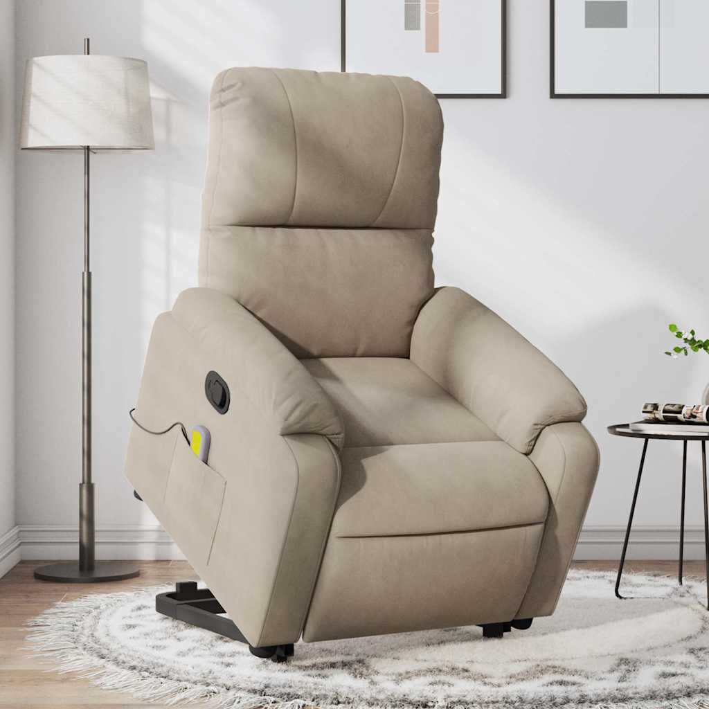 Vidaxl sta-op-massagestoel verstelbaar microvezelstof taupe