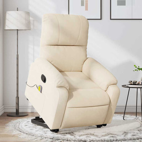 Vidaxl sta-op-massagestoel verstelbaar microvezelstof beige
