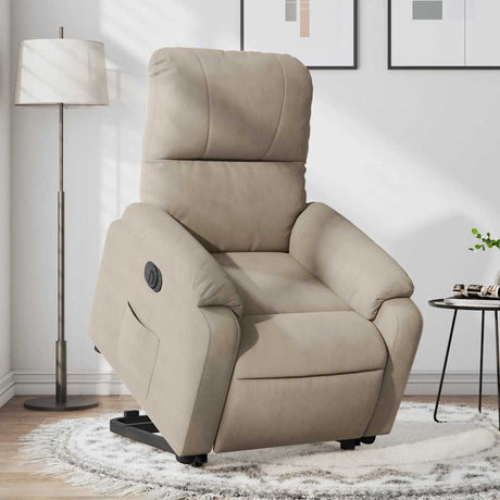 Vidaxl sta-op-stoel elektrisch verstelbaar microvezelstof taupe