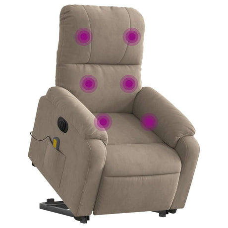 Vidaxl sta-op-massagestoel elektrisch verstelbaar microvezelstof taupe