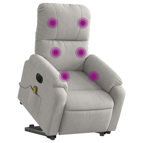 Vidaxl sta-op-massagestoel elektrisch microvezelstof lichtgrijs