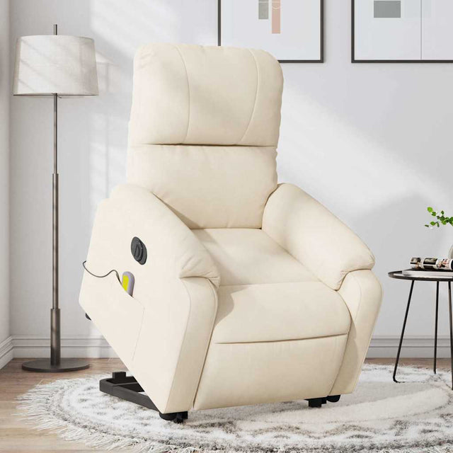 Vidaxl sta-op-massagestoel elektrisch verstelbaar microvezelstof beige