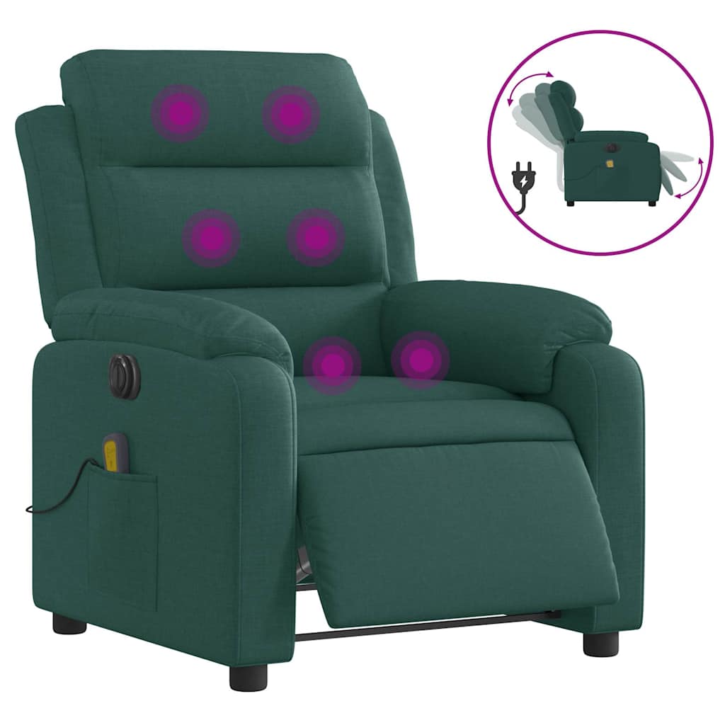 Vidaxl massagestoel elektrisch verstelbaar stof donkergroen