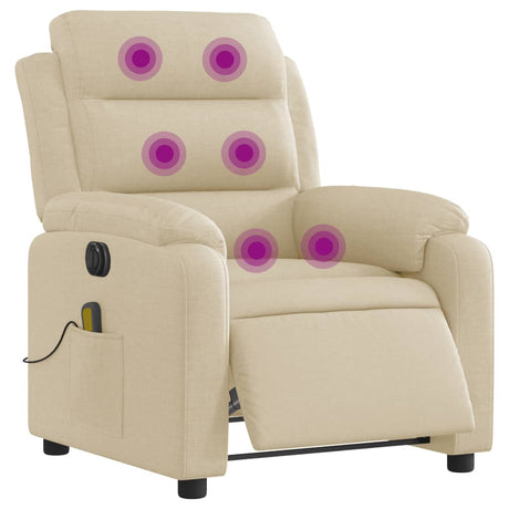Vidaxl massagestoel elektrisch verstelbaar stof crèmekleurig