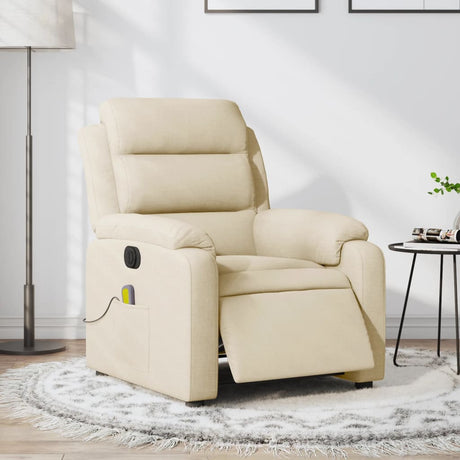 Vidaxl massagestoel elektrisch verstelbaar stof crèmekleurig