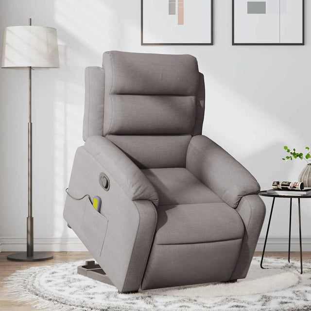 Vidaxl sta-op-massagestoel verstelbaar stof taupe