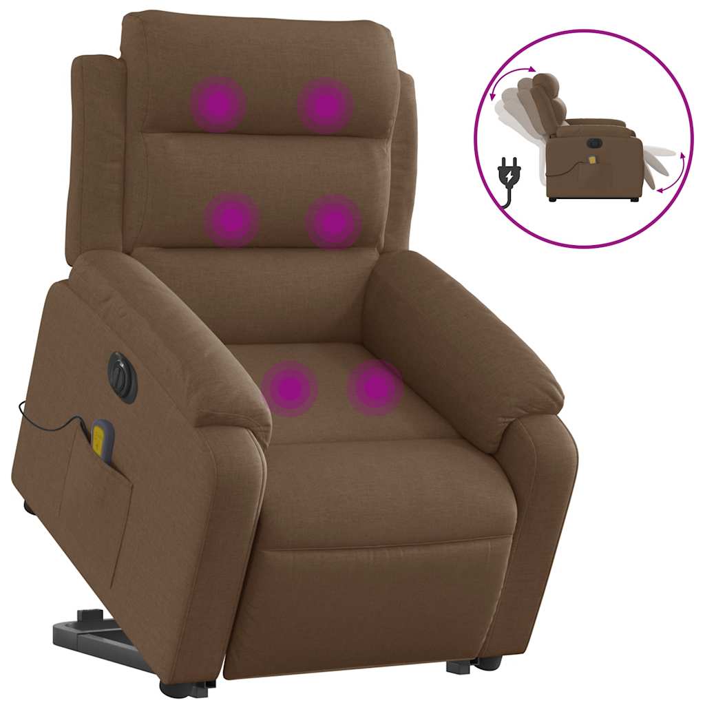 Vidaxl sta-op-massagestoel elektrisch verstelbaar stof bruin
