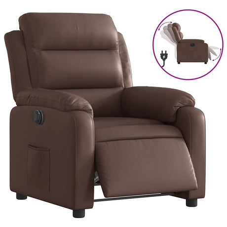 Vidaxl fauteuil verstelbaar elektrisch kunstleer bruin