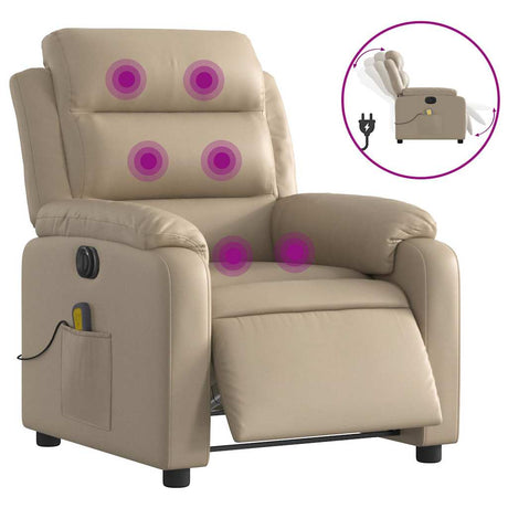 Vidaxl massagestoel verstelbaar elektrisch kunstleer cappuccinokleurig