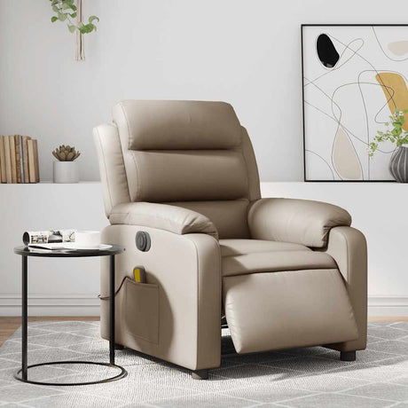 Vidaxl massagestoel verstelbaar elektrisch kunstleer cappuccinokleurig