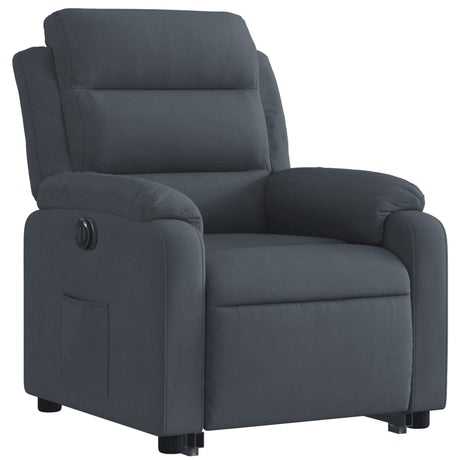 Vidaxl sta-op-stoel elektrisch verstelbaar fluweel donkergrijs