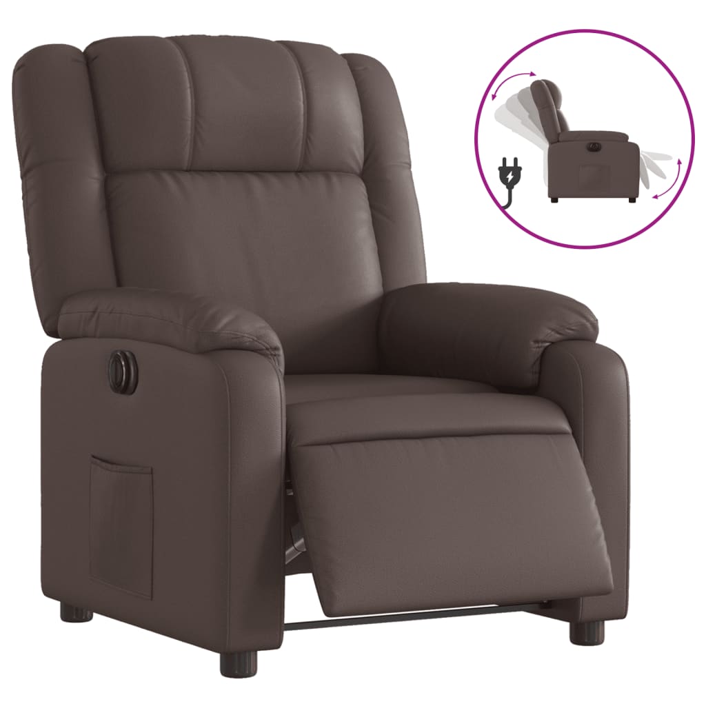 Vidaxl fauteuil verstelbaar elektrisch kunstleer bruin