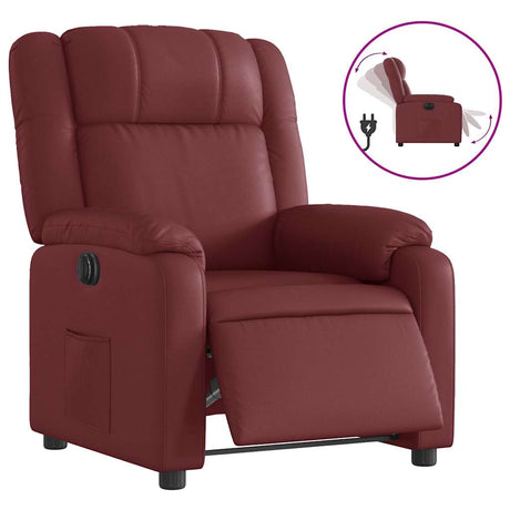 Vidaxl fauteuil verstelbaar elektrisch kunstleer wijnrood