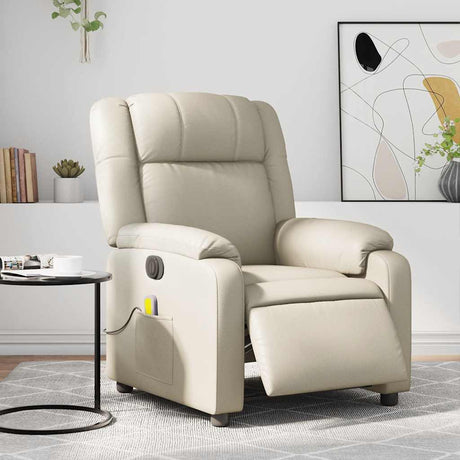 Vidaxl massagestoel verstelbaar elektrisch kunstleer crèmekleurig