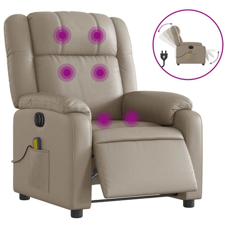 Vidaxl massagestoel verstelbaar elektrisch kunstleer cappuccinokleurig