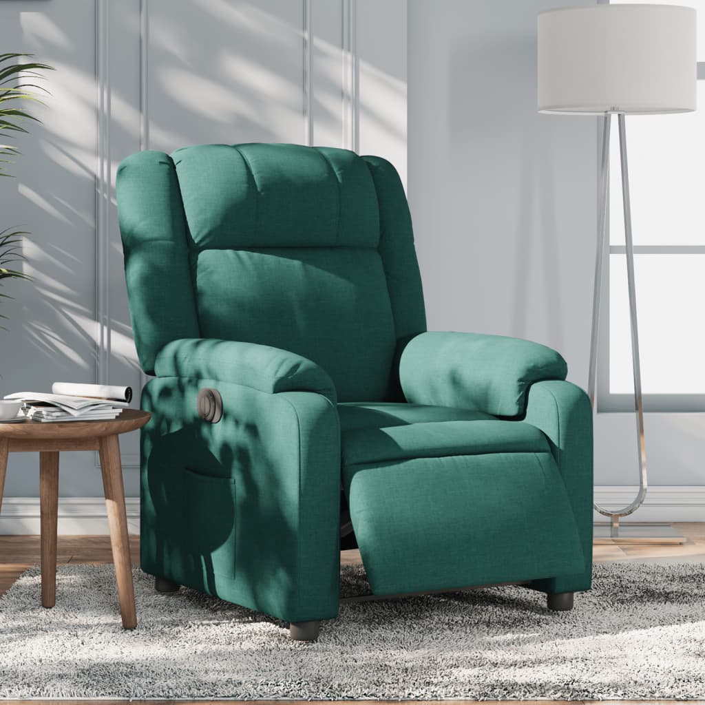 Vidaxl fauteuil verstelbaar elektrisch stof donkergroen