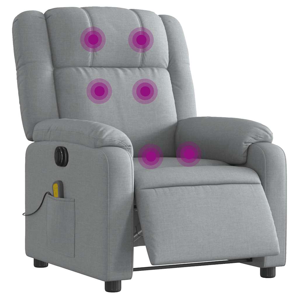 Vidaxl massagestoel elektrisch verstelbaar stof lichtgrijs